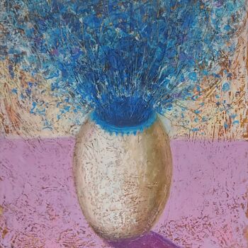 Painting titled "Still life with blu…" by Iuliia Muraveinikova, Original Artwork, Pastel