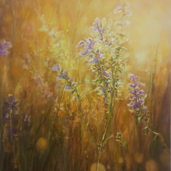 Painting titled "Oil painting summer…" by Iuliia Muraveinikova, Original Artwork, Pastel Mounted on Wood Stretcher frame