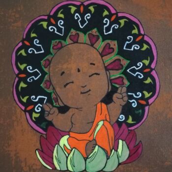 Картина под названием "Namasté" - Poussy, Подлинное произведение искусства, Акрил