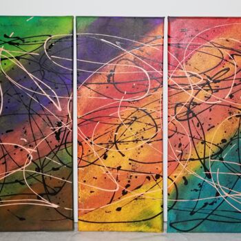 Painting titled "My First Polyptych" by Poussy, Original Artwork, Acrylic