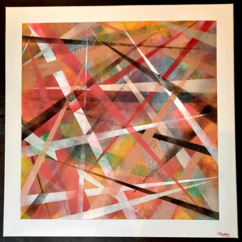 Painting titled "Labyrinth Lasers" by Poussy, Original Artwork, Acrylic