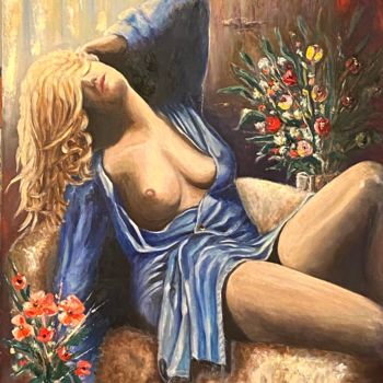 Painting titled "Déesse Fleurie" by Joseph Campoy, Original Artwork, Oil