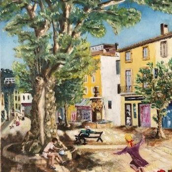 Pintura intitulada "Cassis - Place de l…" por Joseph Campoy, Obras de arte originais, Óleo