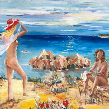 「Deux filles sur la…」というタイトルの絵画 Joseph Campoyによって, オリジナルのアートワーク, オイル
