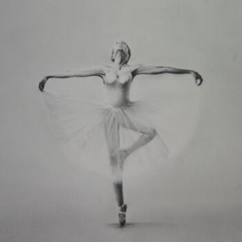 Рисунок под названием "Ballerina 7" - John C, Подлинное произведение искусства, Древесный уголь