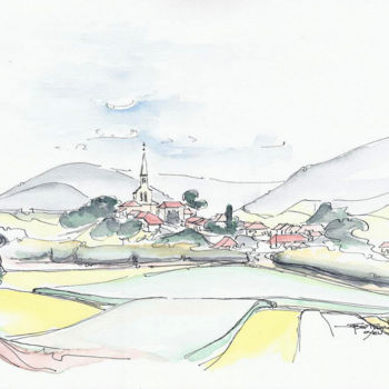 Peinture intitulée "oyeu-vue-densemble.…" par Jean-François Bertrand, Œuvre d'art originale, Aquarelle