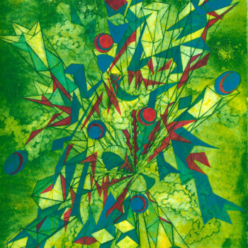 Painting titled "jeu abstrait n°5" by Jean-François Verdiere, Original Artwork, Ink Mounted on Glass