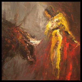 Painting titled "Tauromachie" by J. Gorde, Original Artwork, Oil