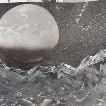 Painting titled "luna" by Jimmy Guttin, Original Artwork, Spray paint