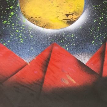 Painting titled "Pyramides" by Jimmy Guttin, Original Artwork, Spray paint