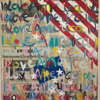 Peinture intitulée "Love america" par Jacques Durand, Œuvre d'art originale, Acrylique Monté sur Châssis en bois