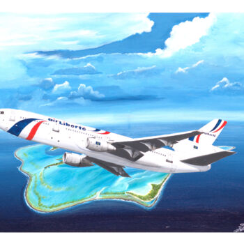 Malerei mit dem Titel "DC10-30 Air Liberté" von J.Lemki, Original-Kunstwerk, Acryl
