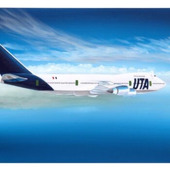 Pittura intitolato "Boeing 747 UTA" da J.Lemki, Opera d'arte originale, Acrilico
