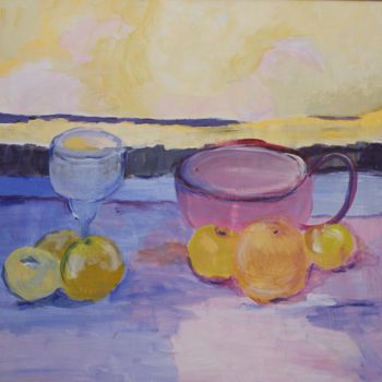 Painting titled "stilleven op strand" by J.M. Mondria, Original Artwork, Acrylic