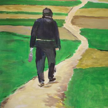 Schilderij getiteld "een lange weg te ga…" door J.M. Mondria, Origineel Kunstwerk, Acryl