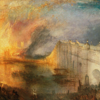 Pittura intitolato "L'embrasement des C…" da J. M. W. Turner, Opera d'arte originale, Olio