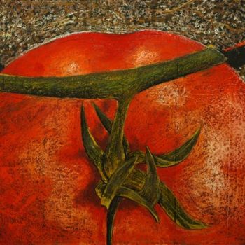 Drawing titled "Tomate" by J.-Marc Laloux, Original Artwork, Pastel