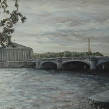 Картина под названием "Le pont de la conco…" - Julien Salette, Подлинное произведение искусства, Масло Установлен на Деревян…