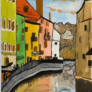 Peinture intitulée "Annecy" par Jonas Sonnemann, Œuvre d'art originale, Aquarelle