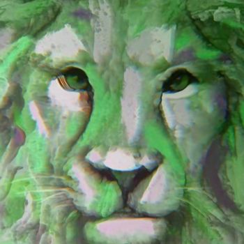 Digital Arts titled "Lion turned Green" by J. Thompson J.T, Original Artwork, Digital Painting
