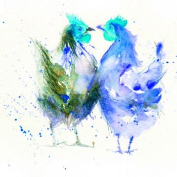 Digital Arts titled "Chickens Together F…" by J. Thompson J.T, Original Artwork, Digital Painting
