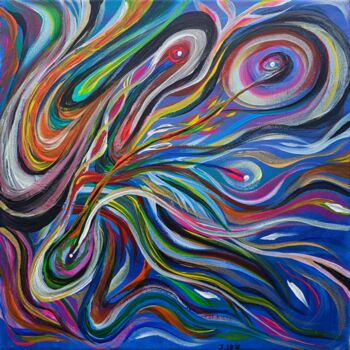 Painting titled "The feathers of time" by J.U., Original Artwork, Acrylic