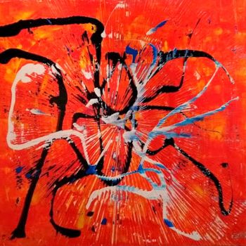 Schilderij getiteld "Fury" door Marcel Van Vliet, Origineel Kunstwerk, Acryl Gemonteerd op Houten paneel