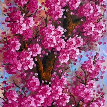 Painting titled "Sakura Bloom" by J. Woko, Original Artwork, Acrylic
