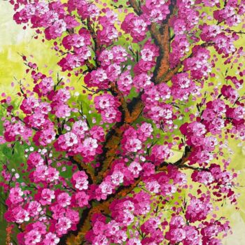 Painting titled "Sakura Bloom #2" by J. Woko, Original Artwork, Acrylic