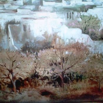 Peinture intitulée "le village" par Jaamati, Œuvre d'art originale