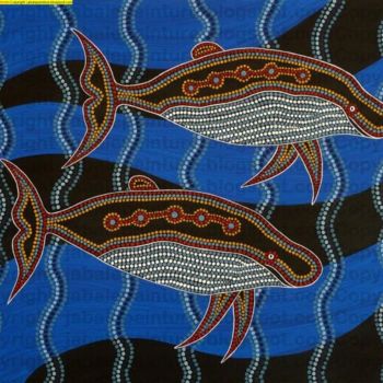 Peinture intitulée "Deux baleines en ba…" par Jean Louis Jabalé, Œuvre d'art originale