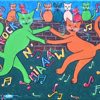 Pintura titulada "Rock'n Miaww" por Jean Louis Jabalé, Obra de arte original