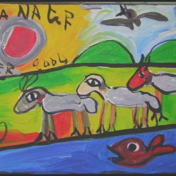 Peinture intitulée "Les Trois Moutons" par Monsieur Jaber, Œuvre d'art originale