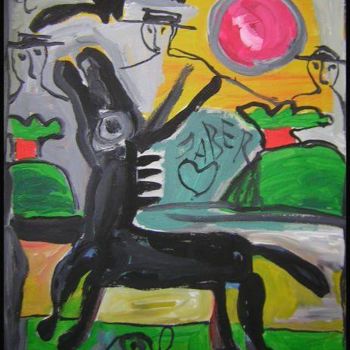Peinture intitulée "L'Ane Noir" par Monsieur Jaber, Œuvre d'art originale