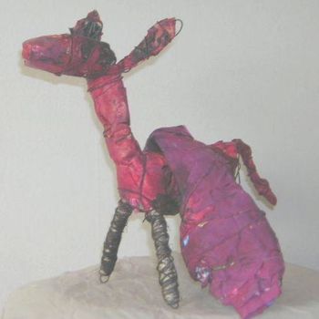 Sculpture titled "ane en fil de fer" by Monsieur Jaber, Original Artwork, Mixed Media