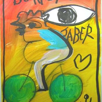 Painting titled "cycliste" by Monsieur Jaber, Original Artwork