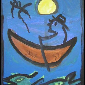 Peinture intitulée "voyage de nuit" par Monsieur Jaber, Œuvre d'art originale, Autre