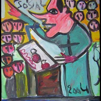 Painting titled "Le maitre d'école" by Monsieur Jaber, Original Artwork