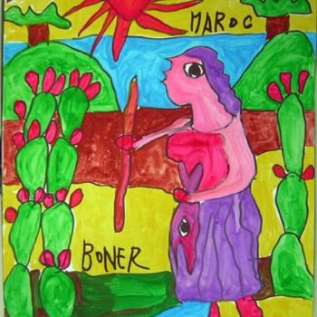 Peinture intitulée "La ceuillet de figu…" par Monsieur Jaber, Œuvre d'art originale