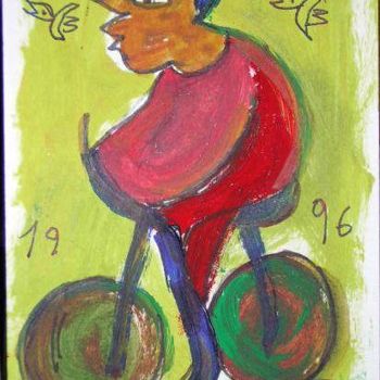 Painting titled "le cycliste" by Monsieur Jaber, Original Artwork