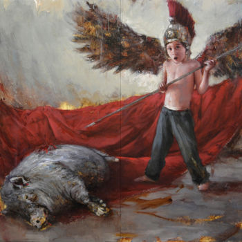 Pintura titulada "Muerte al cerdo" por Antonio Cavagnaro, Obra de arte original, Oleo