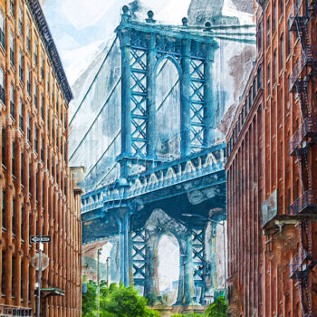 Arts numériques intitulée "Brooklyn Bridge" par Jacek Dudziński, Œuvre d'art originale, Peinture numérique