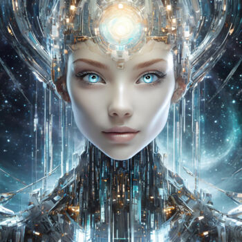 Digitale Kunst mit dem Titel "Queen Android" von Jacek Dudziński, Original-Kunstwerk, Digitale Malerei