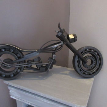 Sculpture titled "Moto bopper rouleme…" by Jacques Veinante (jackart), Original Artwork, Metals