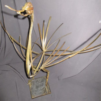 Sculpture titled "l'echassier" by Jacques Veinante (jackart), Original Artwork, Metals