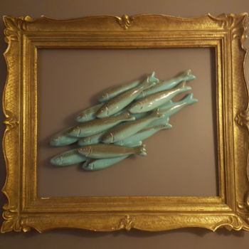 Scultura intitolato "poisson-cadre" da Jacques Veinante (jackart), Opera d'arte originale, Ceramica