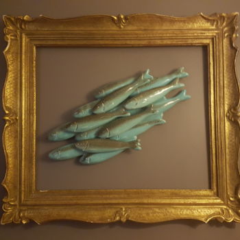 Sculpture titled "poisson-cadre" by Jacques Veinante (jackart), Original Artwork, Ceramics