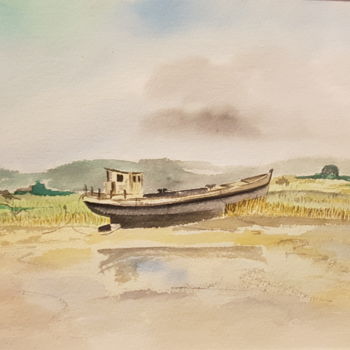 Painting titled "Peniche aquarelle" by Jacques Veinante (jackart), Original Artwork, Watercolor