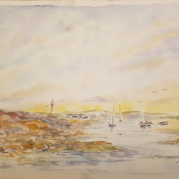 Painting titled "Paysage marin" by Jacques Veinante (jackart), Original Artwork, Watercolor