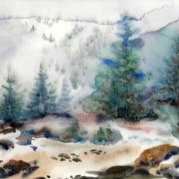 Peinture intitulée "montagne humide" par Jacques Boutry, Œuvre d'art originale, Autre
